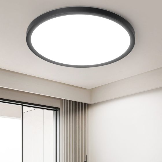 NETTLIFE flad, LED loftlampe, til soveværelse, sort, 18 cm, 15 W, ikke dæmpbar, varm hvid, 3000K