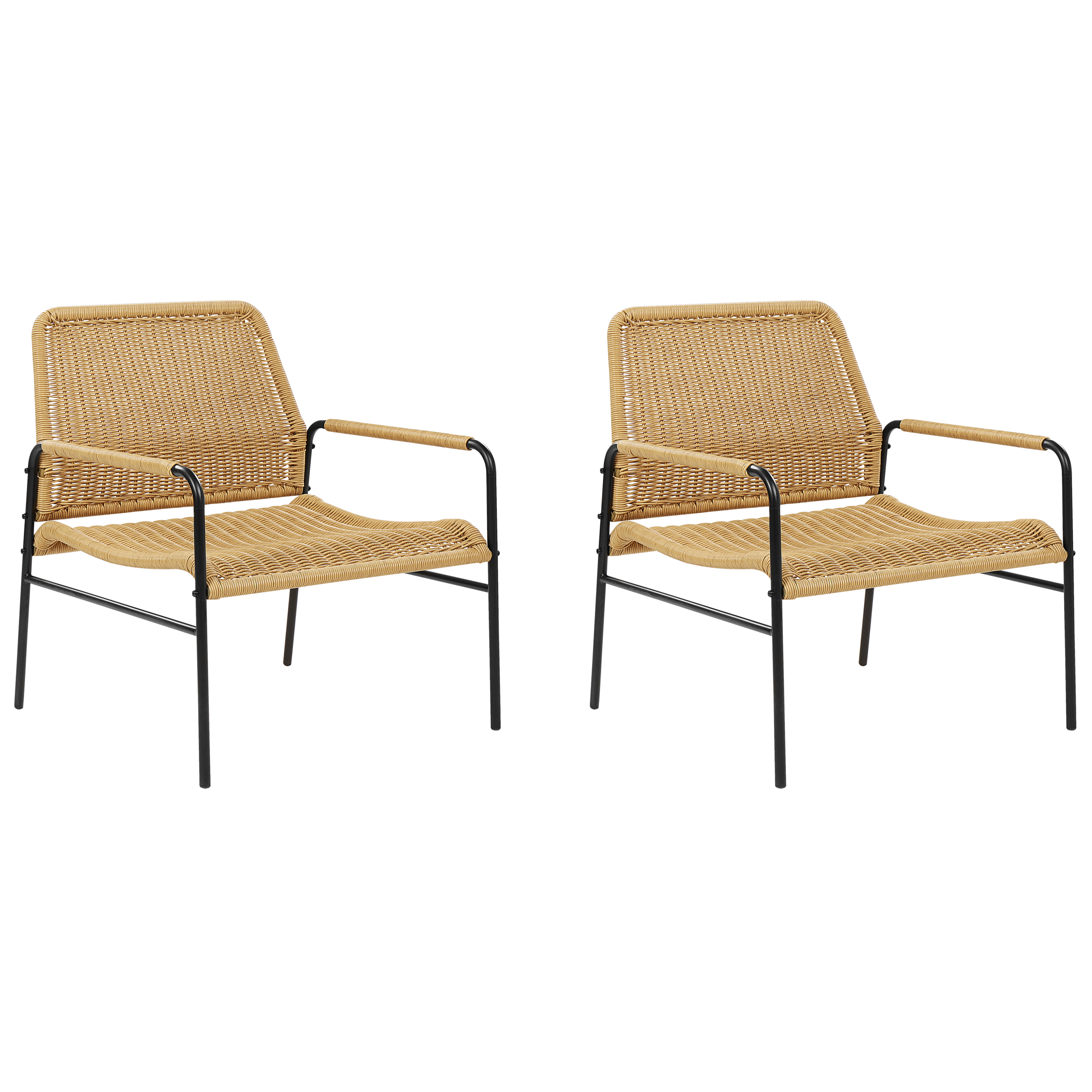 Sæt af 2 havestole PRASIMO PE-rattan Naturlig