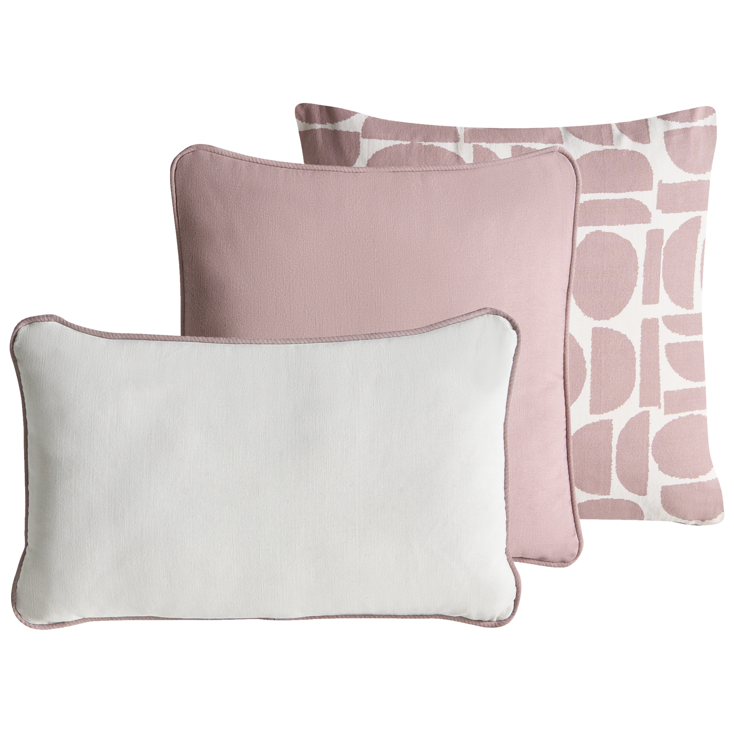Sæt med 3 dekorative puder PENTACE 30 x 50 cm 45 x 45 cm Bomuld Lyserød Ensfarvet