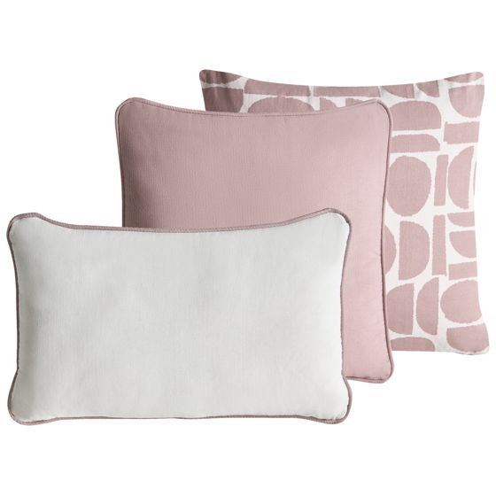 Sæt med 3 dekorative puder PENTACE 30 x 50 cm 45 x 45 cm Bomuld Lyserød Ensfarvet