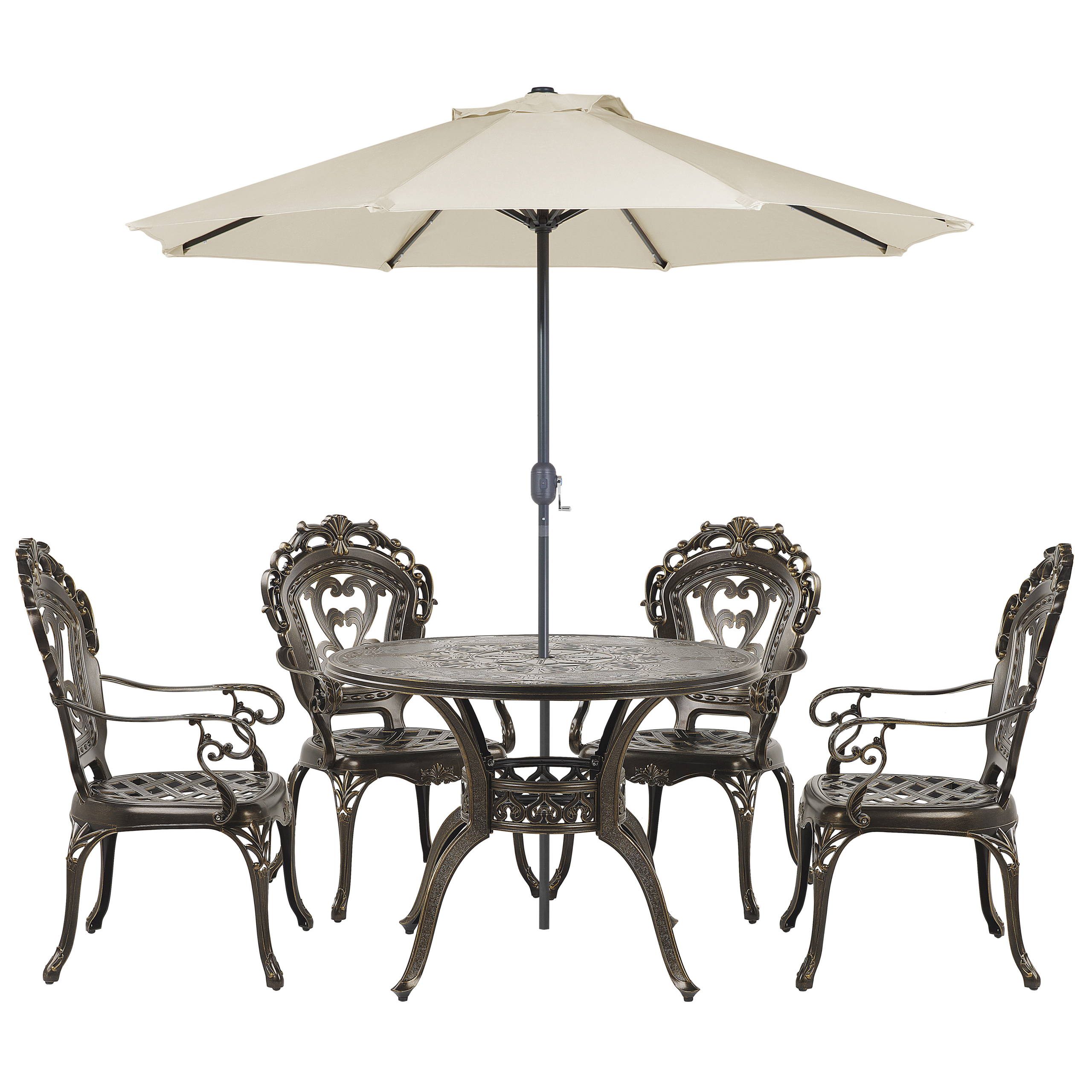 Havemøbelsæt 4 personers SAPRI med parasol (16 variant) Metal Mørkebrun