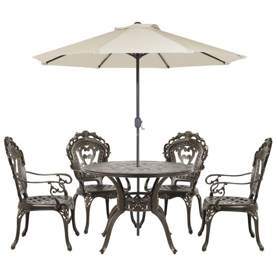 Havemøbelsæt 4 personers SAPRI med parasol (16 variant) Metal Mørkebrun