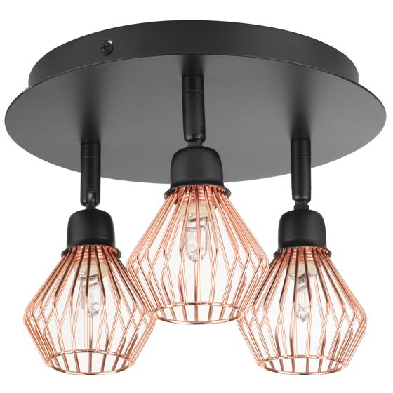 3 lys-spotlight VOLGA Justerbar Metal Sort