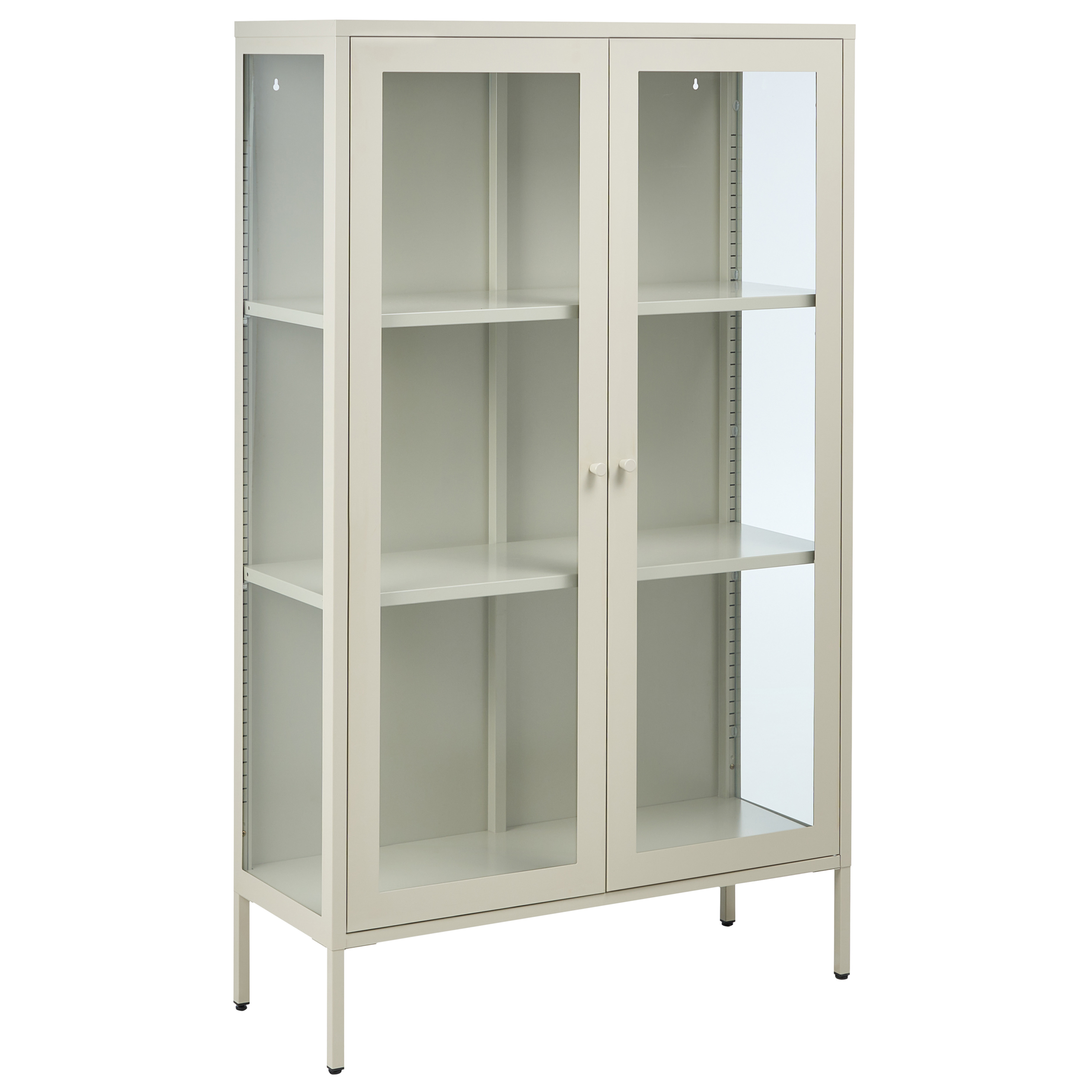 Glas vitrineskab NASH 90 cm Metal Lys Beige