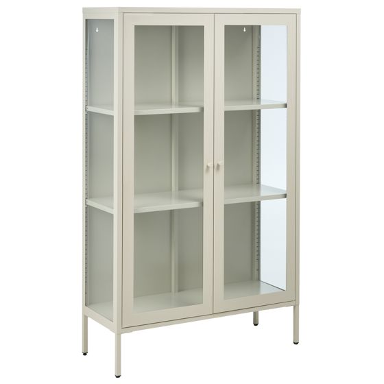 Glas vitrineskab NASH 90 cm Metal Lys Beige