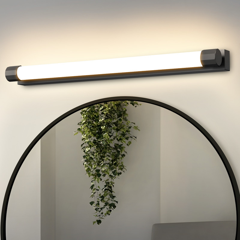 NETTLIFE LED 50 cm spejllampe: 10 W, sort, IP44, 3000K varm hvid, til entre eller stue