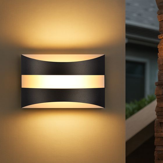 NETTLIFE Sort indendørs væglampe med LED-belysning - Op/ned-belysning, 5 W, 3000 K, varm hvid