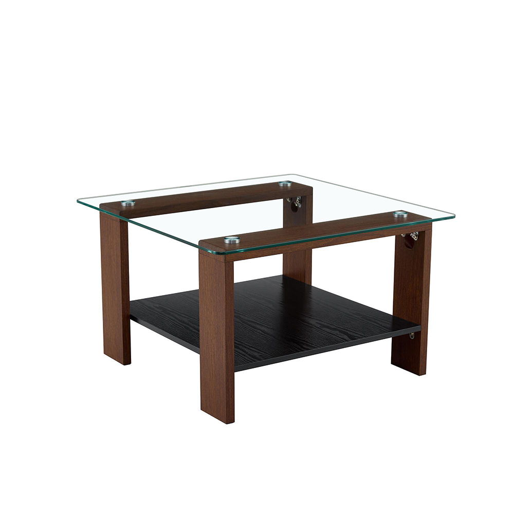 Sofabord 65x41x45,5 cm med hærdet glasplade, valnød