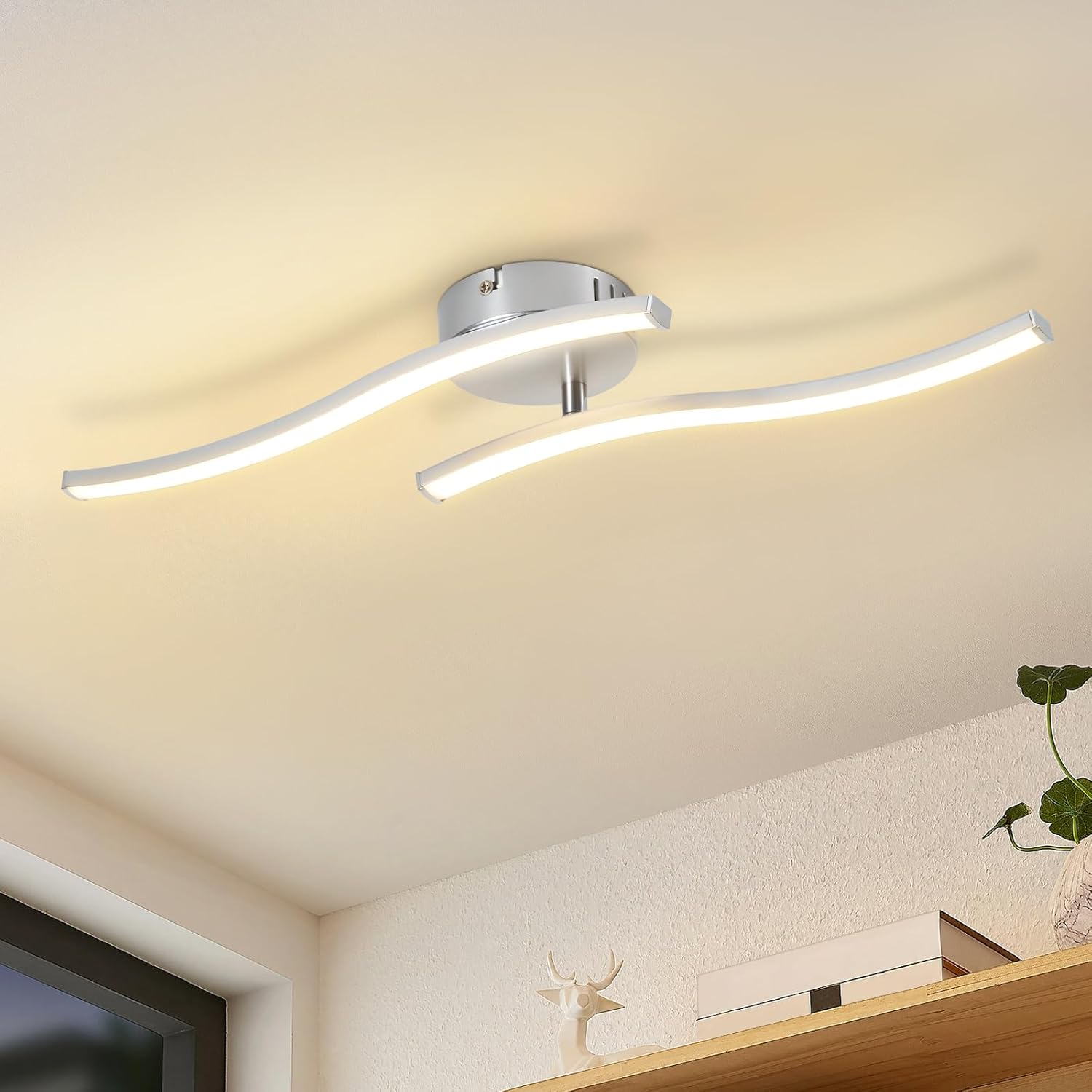 NETTLIFE LED loftlampe 12W moderne bølgeformet 3000K varmt hvidt lys stue soveværelse køkken entré