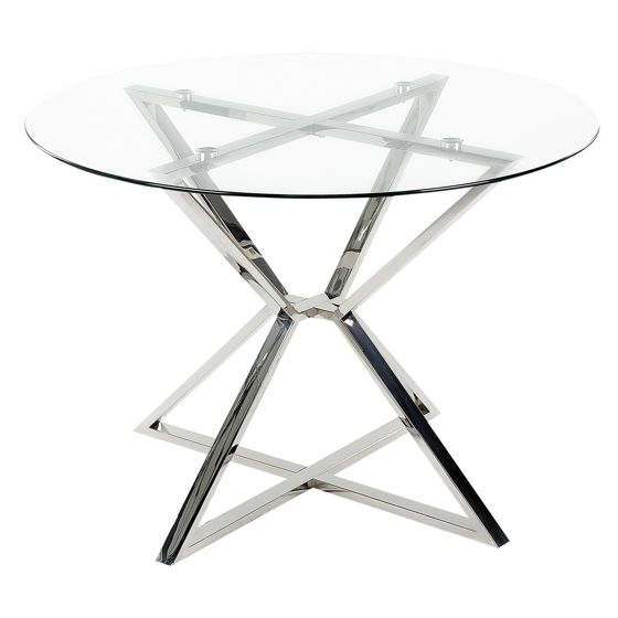 Spisebord BOSCO Sølv 105 cm 105 cm Hærdet glas