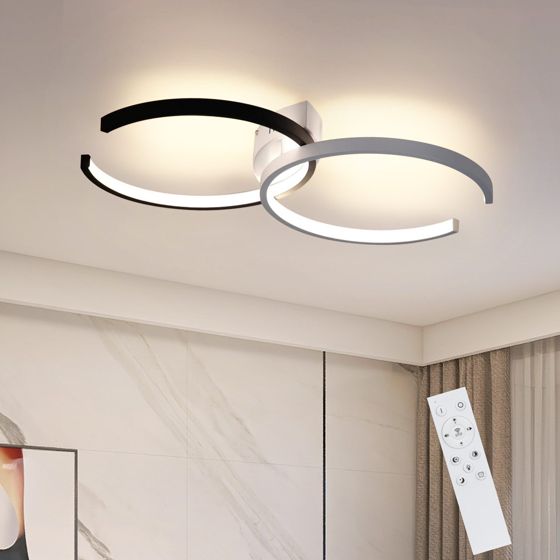 NETTLIFE LED loftlampe, 37W, 54x32x8,5cm, Moderne dæmpbar med fjernbetjening, Metal, Stuelampe, Til soveværelse