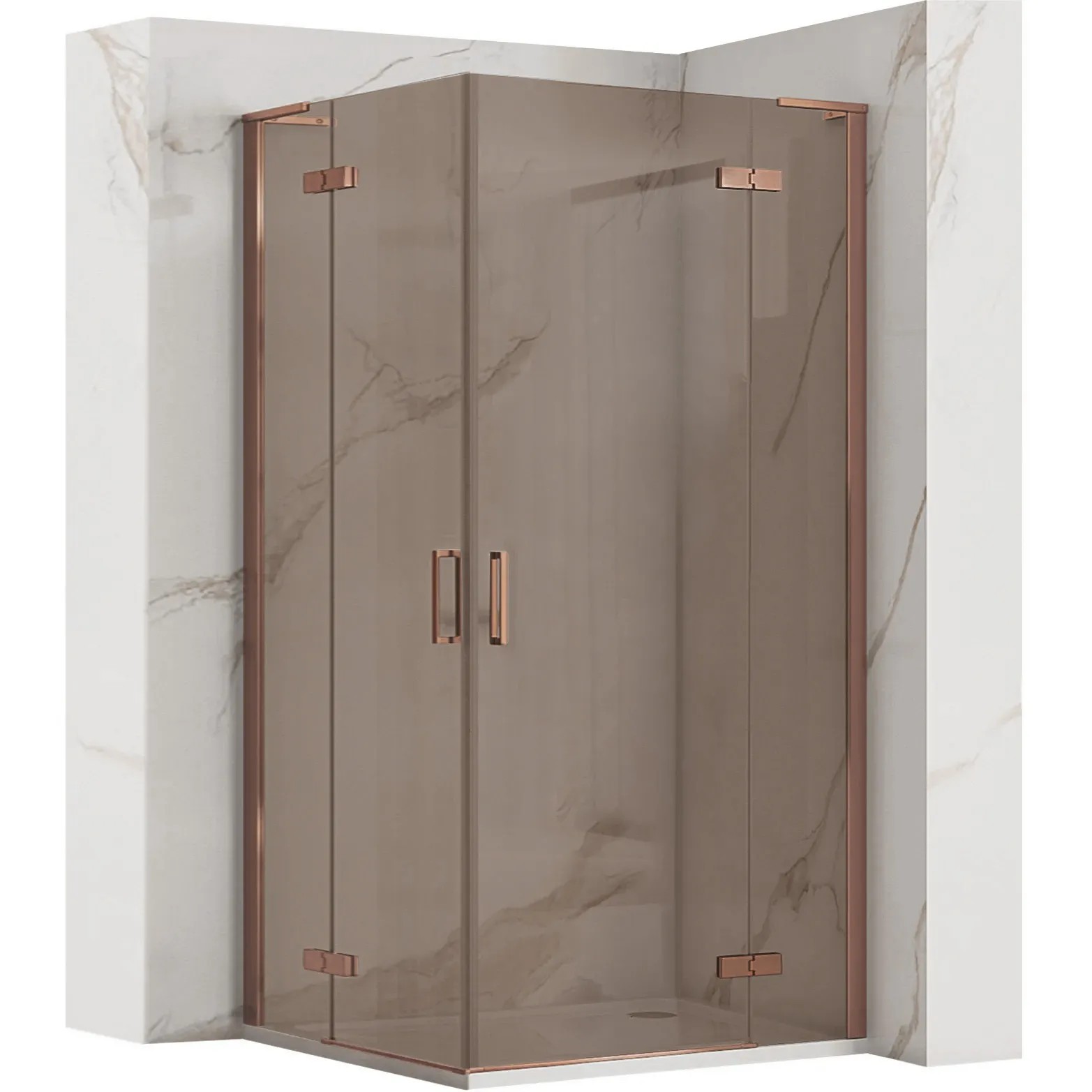 REA brusekabine Hugo Double 80x90 80x90 Børstet kobber, 90x80x200,5cm