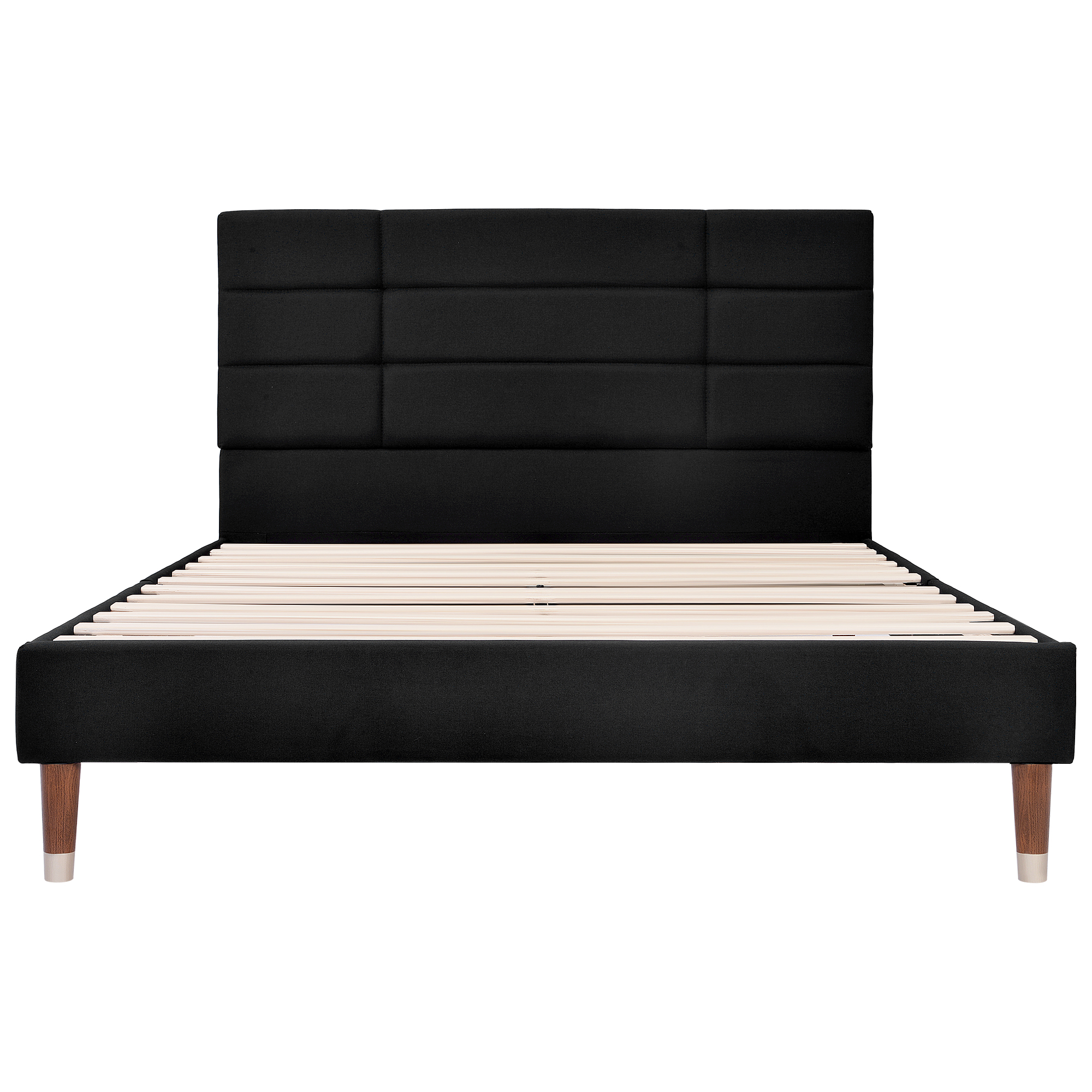 seng 140x200 cm sort i træ med skuffer og opbevaring