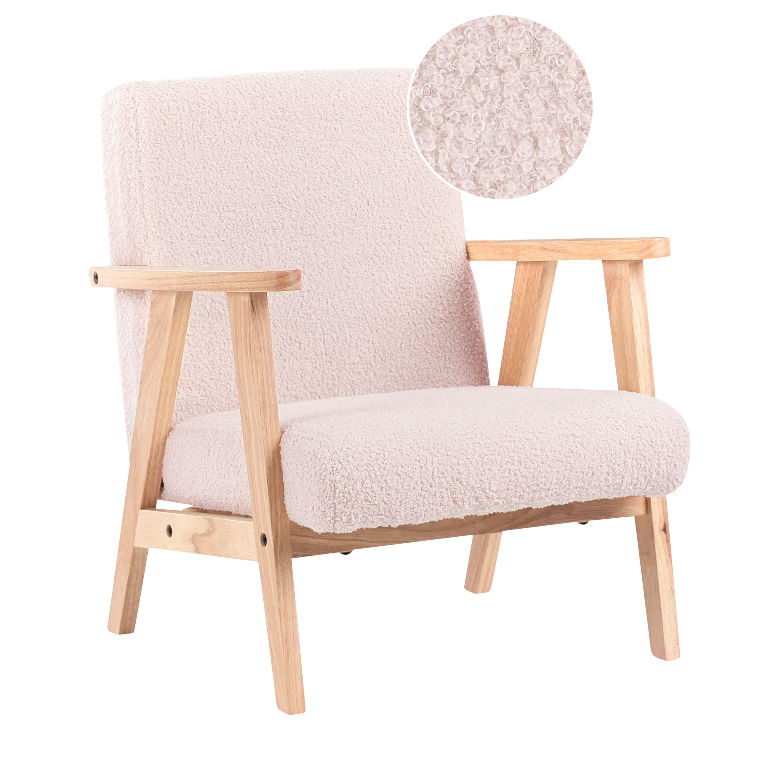 Børnelænestol LINDE Boucle Pastellrosa