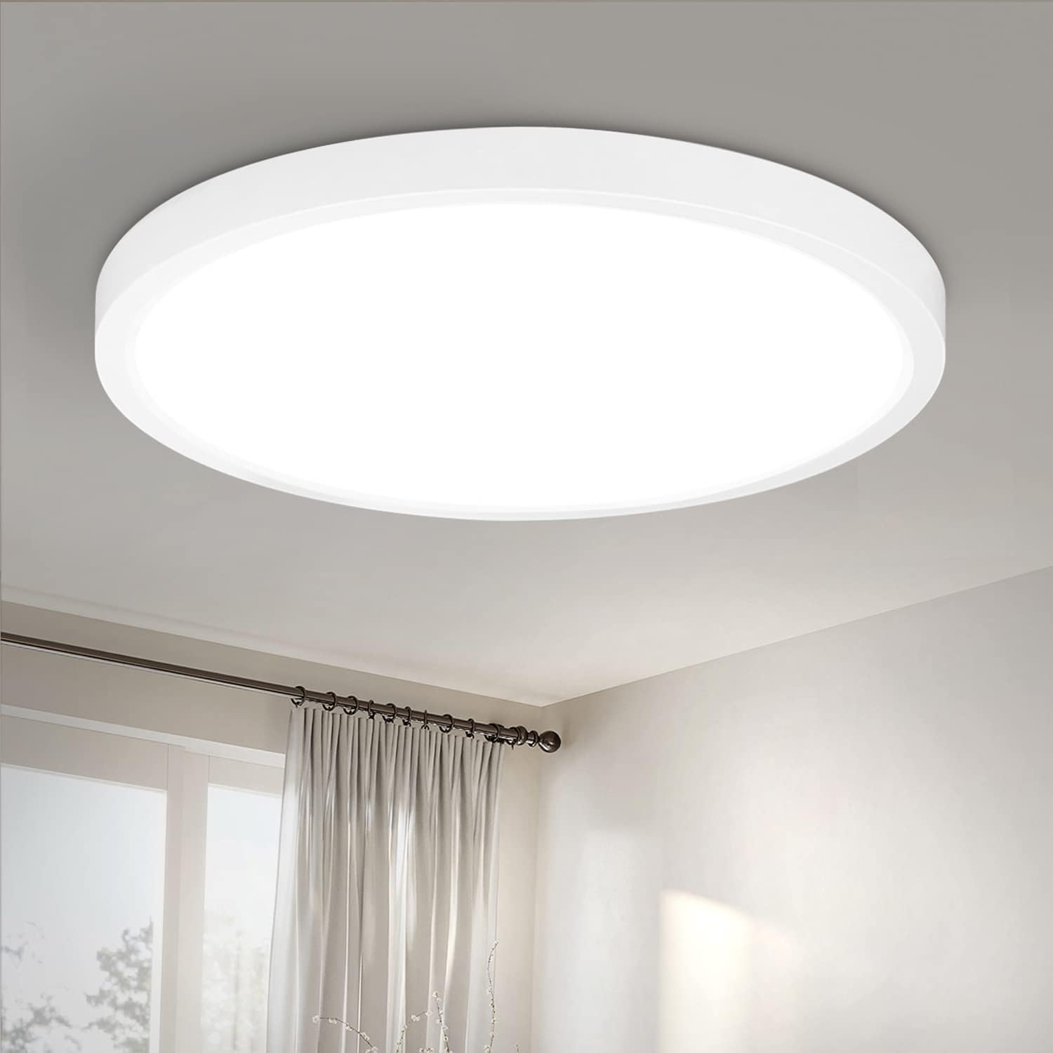 NETTLIFE LED - panelloftlampe sort, flad loftlampe IP44 stænksikker, kold hvid, 15 W