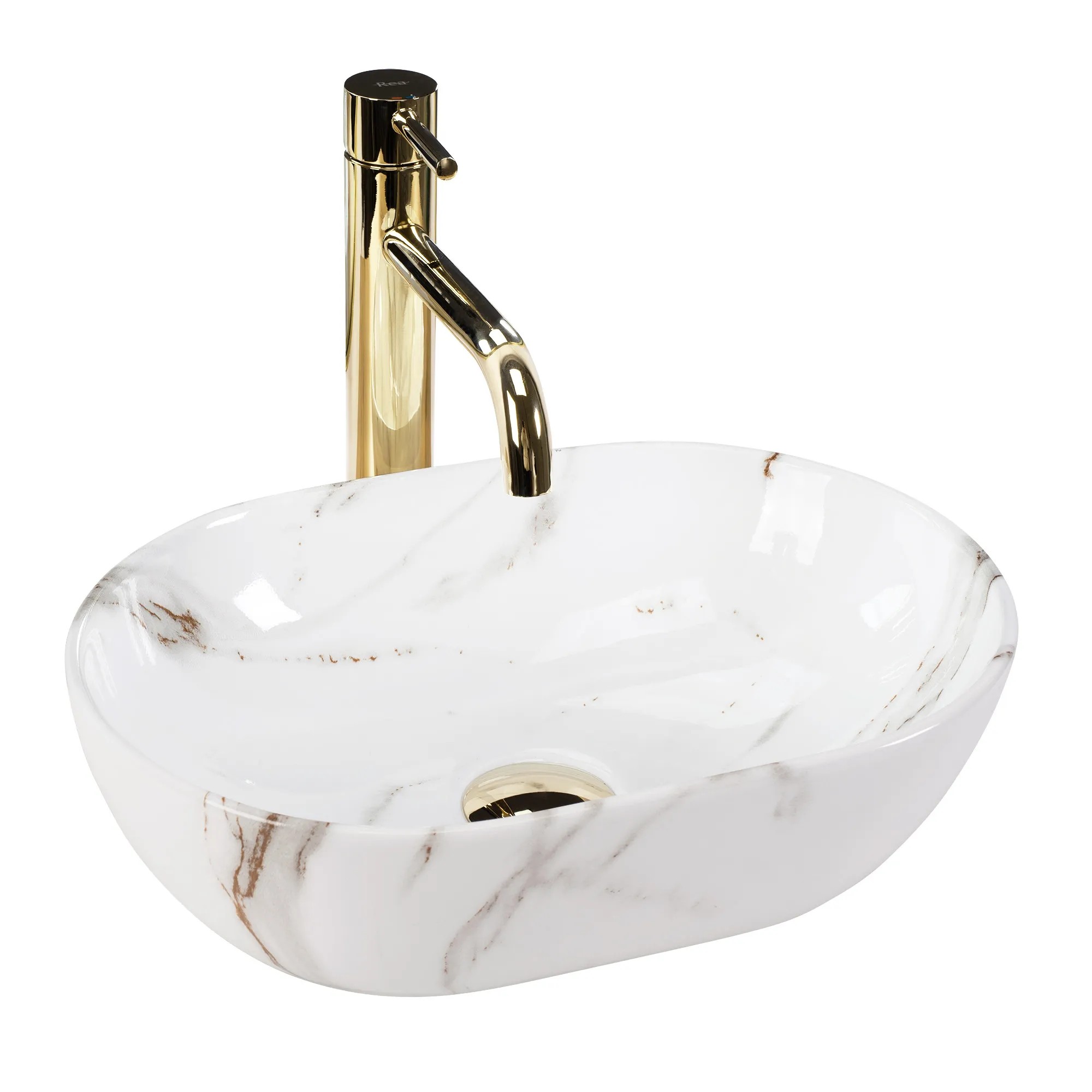 REA bordmonteret håndvask AMELIA MINI SHINY AIAX Hvid, 38x26x12cm