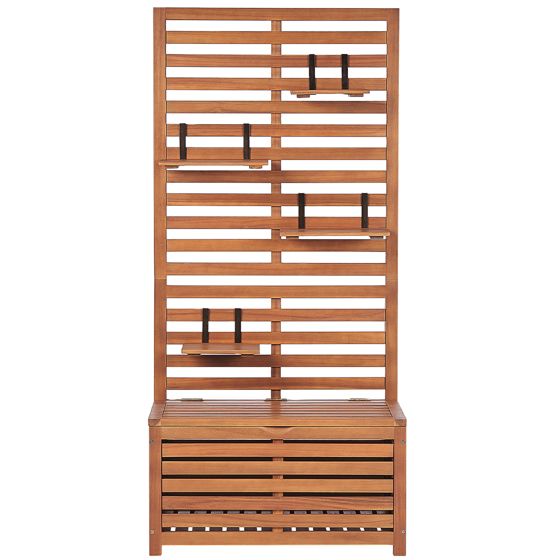 Havebænk med væg-/hyldepanel MATINO 80 cm 170 cm Akacietræ Brun
