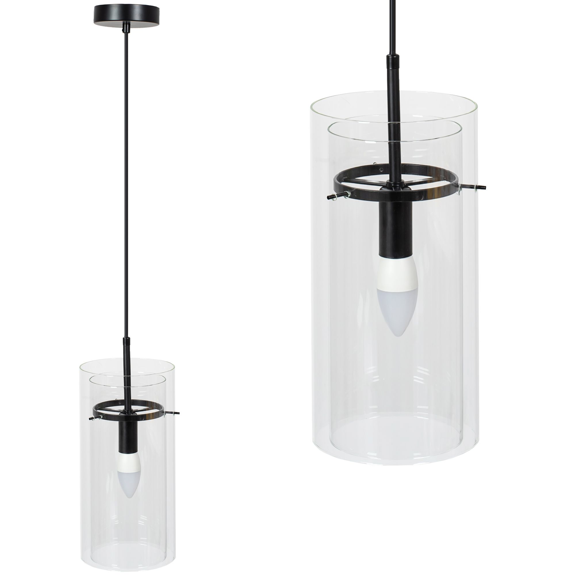 TOOLIGHT hængende loftlampe APP1211-1CP Sort 15x15x35cm