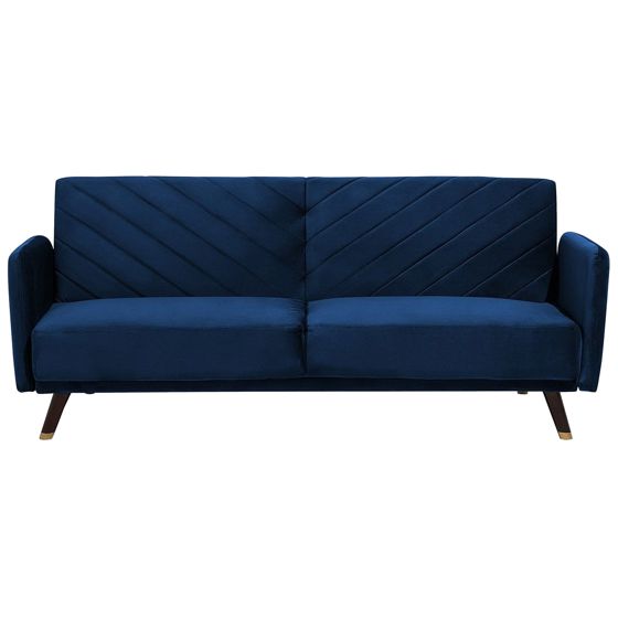Sovesofa 3 personers SENJA Velour Navy Blå