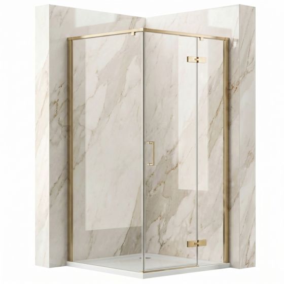 REA brusekabine Bruno 90x90 Børstet guld, 88,5x88,5x195cm