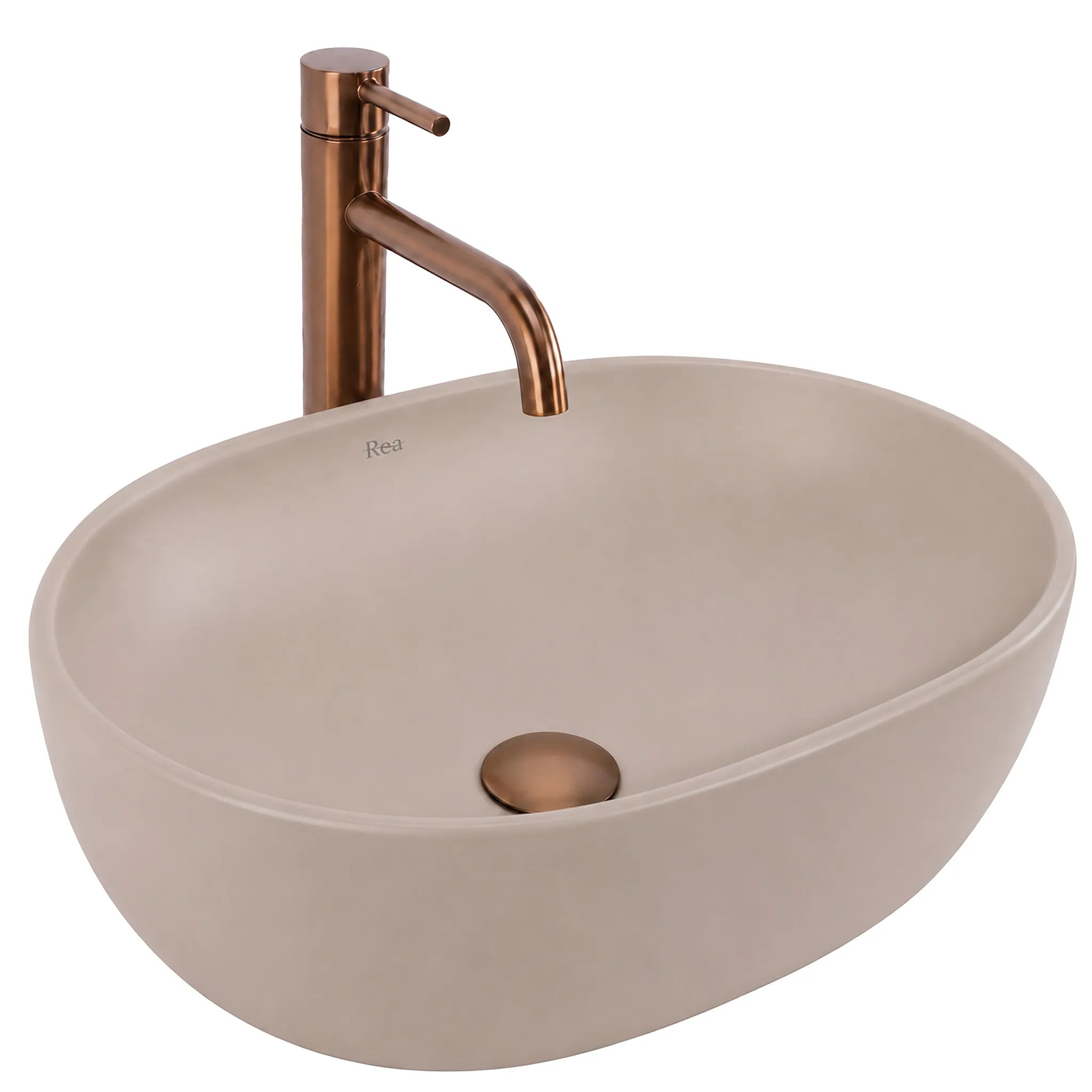 REA bordmonteret håndvask Focus Taupe Beige, 38,5x34,5x18,5cm