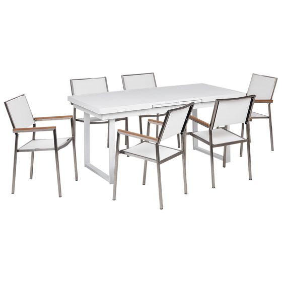 Havemøbelsæt 6 personers VALCANETTO/GROSSETO Metal Hvid