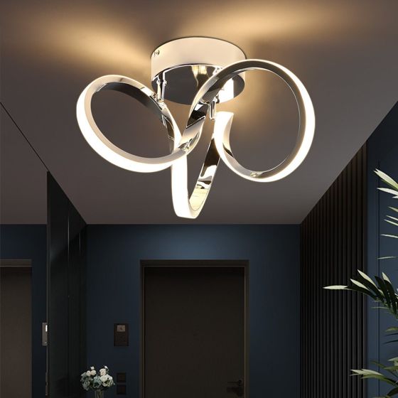 NETTLIFE LED - loftslampe Krom 31 cm moderne, 19 W, varm hvid, 3000 K, entrelampe, til stue, soveværelse, kontor