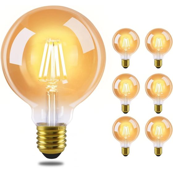 NETTLIFE 6 stk. E27 LED - vintage - pærer - G80 2700K 4W Edison varm hvid glødetrådspærer, ideelle til hotel, hjem