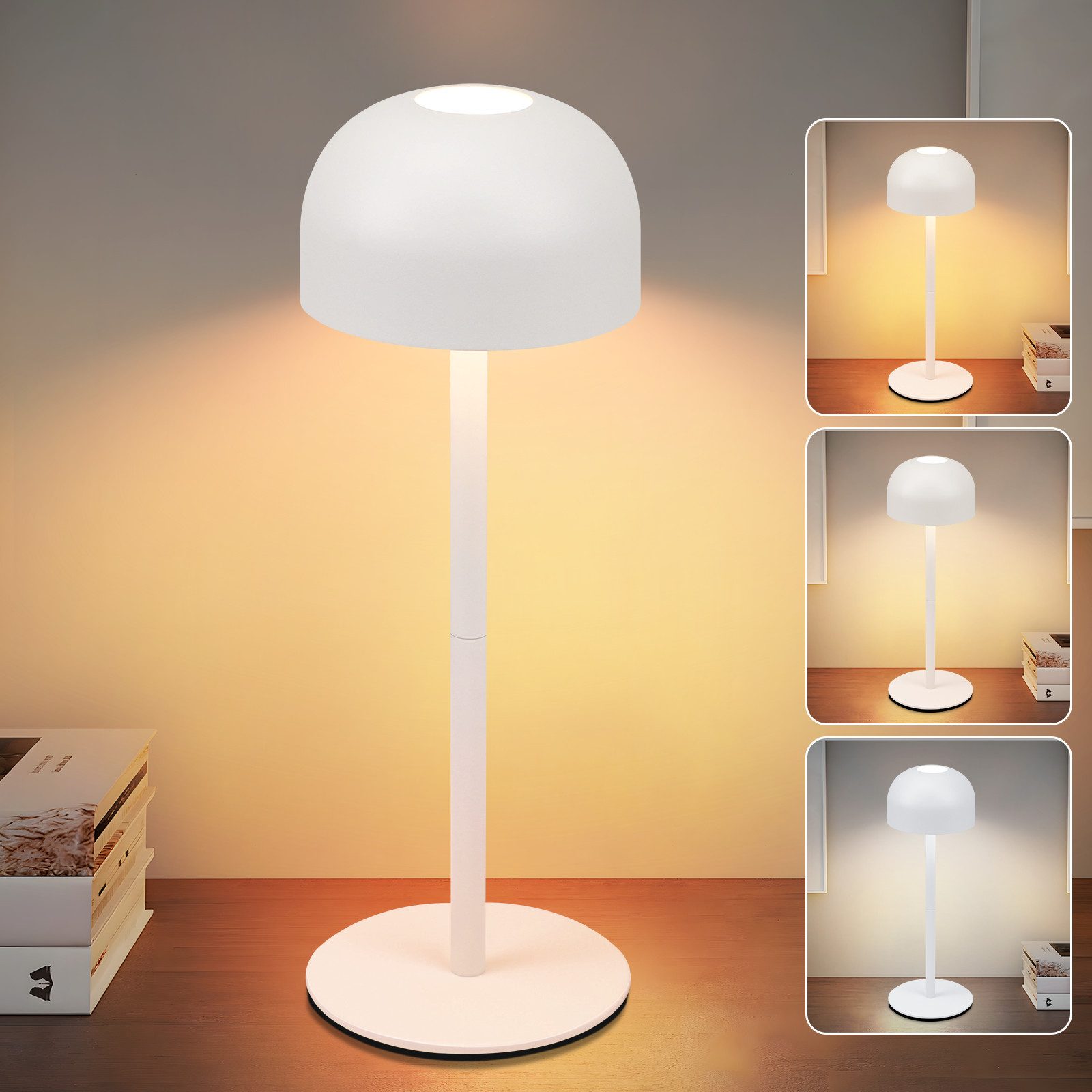 NETTLIFE Trådløs LED-bordlampe: Dæmpbar touch-bordlampe med 3 farvetemperaturer, USB