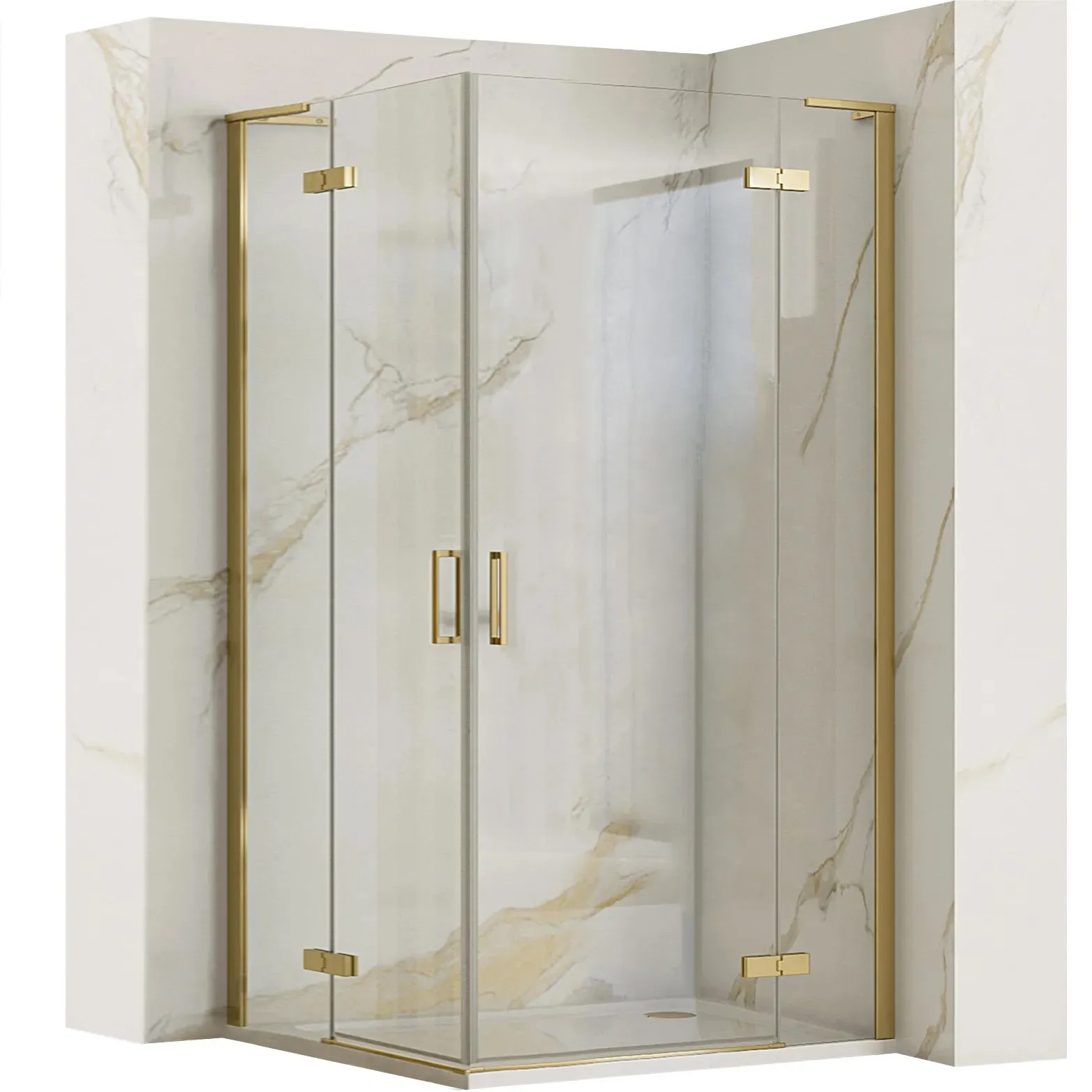 REA brusekabine HUGO 100x100 Børstet guld, 98x98x200,5cm