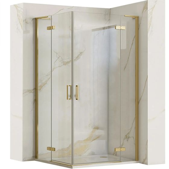 REA brusekabine HUGO 100x100 Børstet guld, 98x98x200,5cm