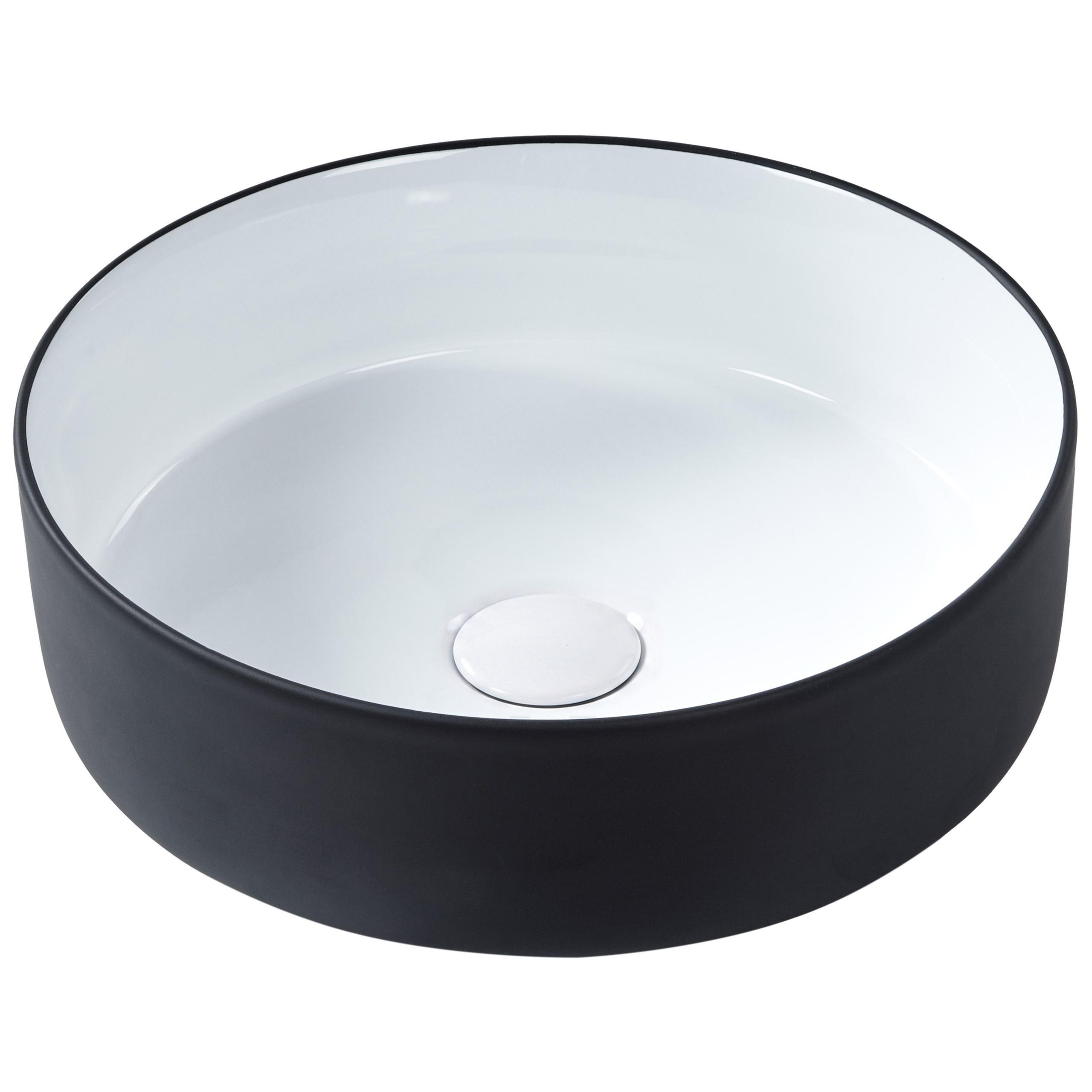 Vask til bordplade CALIG ⌀ 36 cm Keramik Sort/hvid