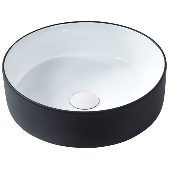 Vask til bordplade CALIG ⌀ 36 cm Keramik Sort/hvid