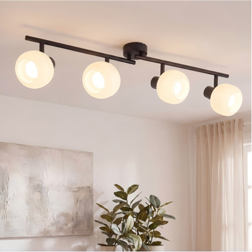 NETTLIFE hvid loftspotlight E14 loftslampe 4 pærer indvendig glasskærm justerbar spotlight