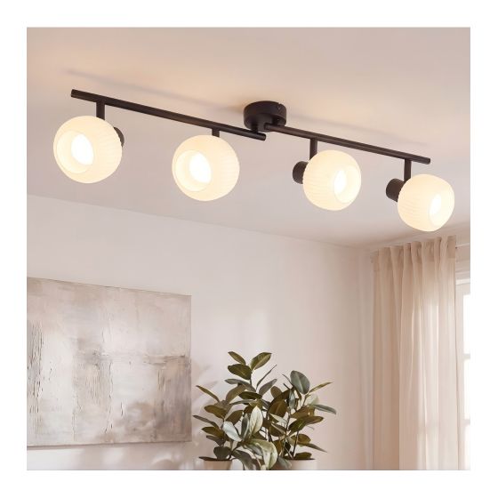 NETTLIFE hvid loftspotlight E14 loftslampe 4 pærer indvendig glasskærm justerbar spotlight