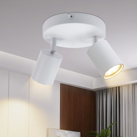 NETTLIFE loftspotlight, 2 sorte GU10 pærer, moderne justerbar loftslampe til stuen