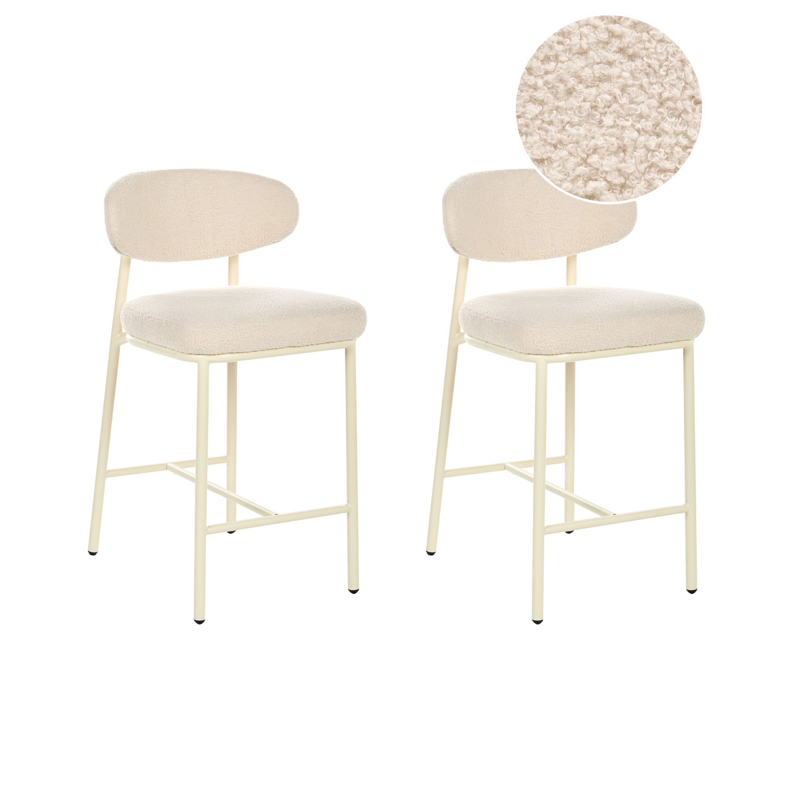Sæt med 2 barstole UNITY Boucle Lys Beige