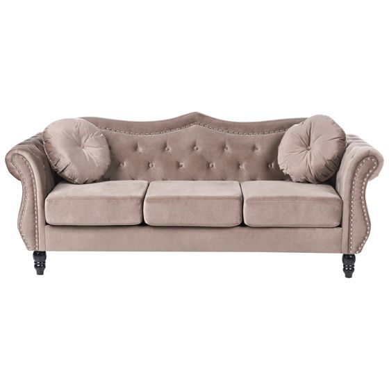 Sofa 3 personers SKIEN Velour Brungrå