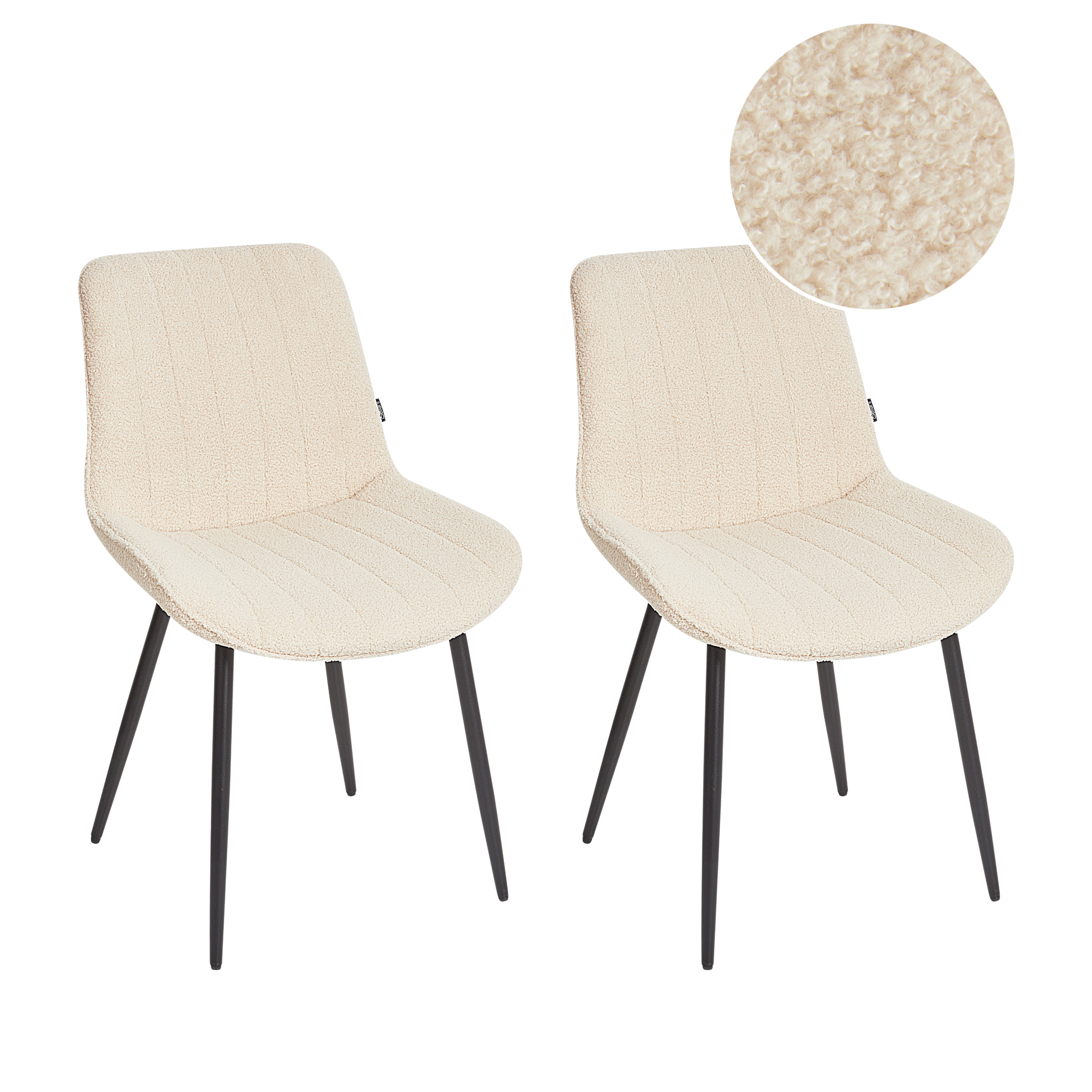 Sæt med 2 spisebordsstole DUBROVNIK Boucle Lys Beige