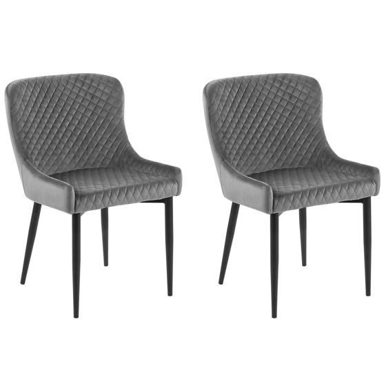 Sæt med 2 spisebordsstole SOLANO Velour Grå