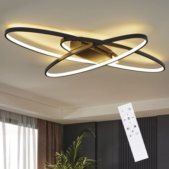 NETTLIFE LED loftlampe til stue, dæmpbar, med fjernbetjening, moderne loftlampe til entreen 3000-6500K 75W