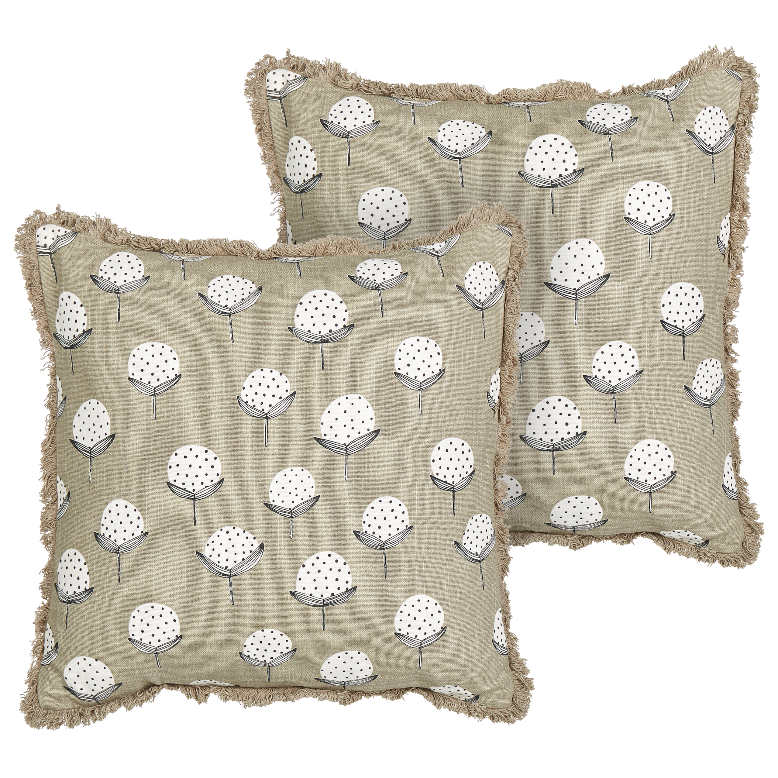 Sæt af 2 pyntepuder PSILOTALES 45 x 45 cm Bomuld Beige Blomstermønster