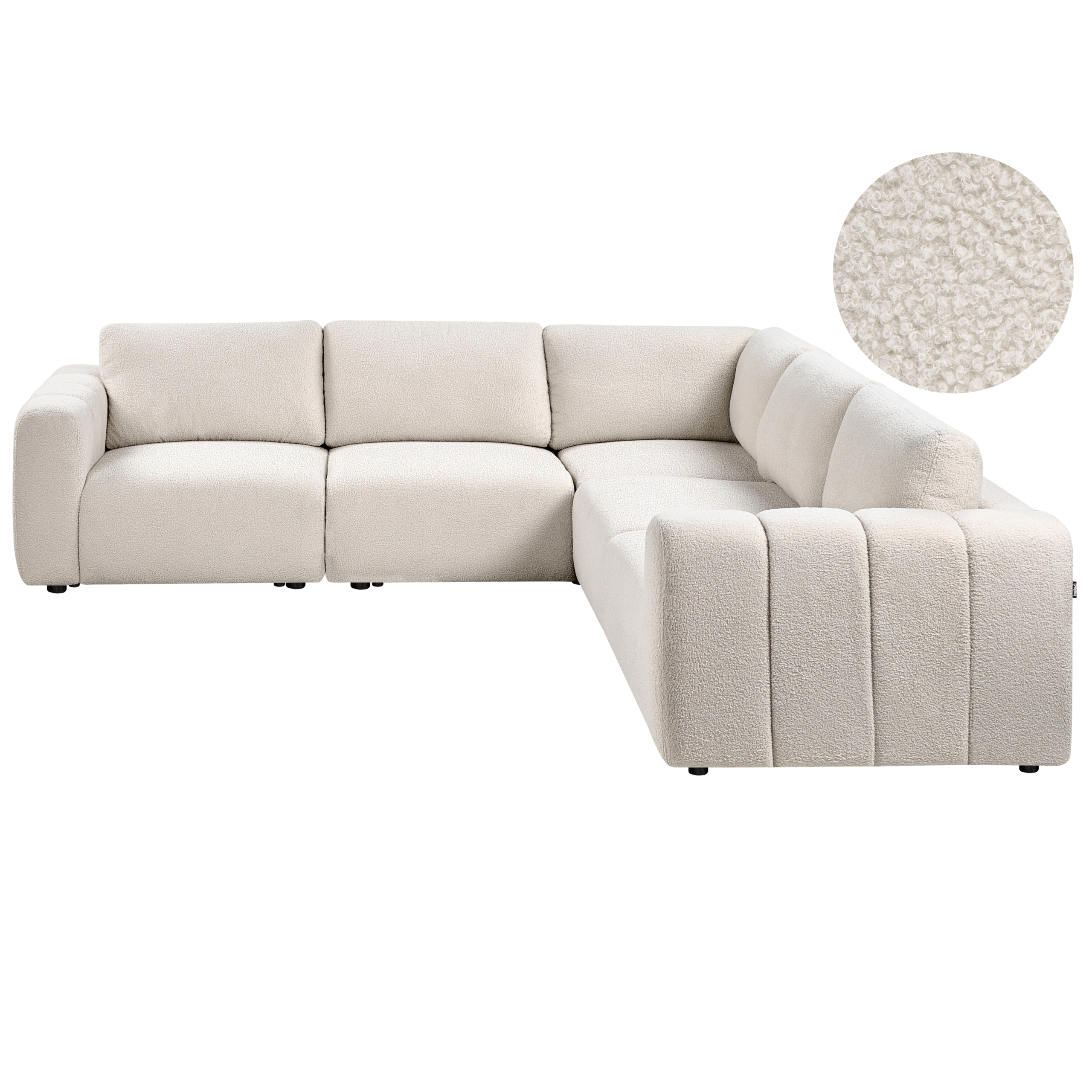 Hjørnesofa modul 5 personers KIVVIK Boucle Cremehvid Venstrevendt