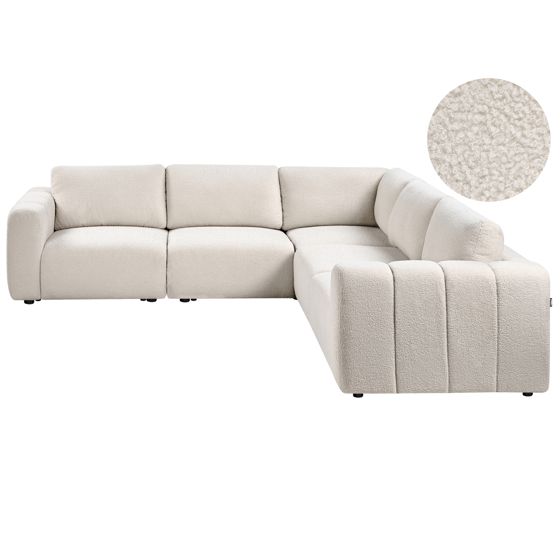 Hjørnesofa modul 5 personers KIVVIK Boucle Cremehvid Venstrevendt