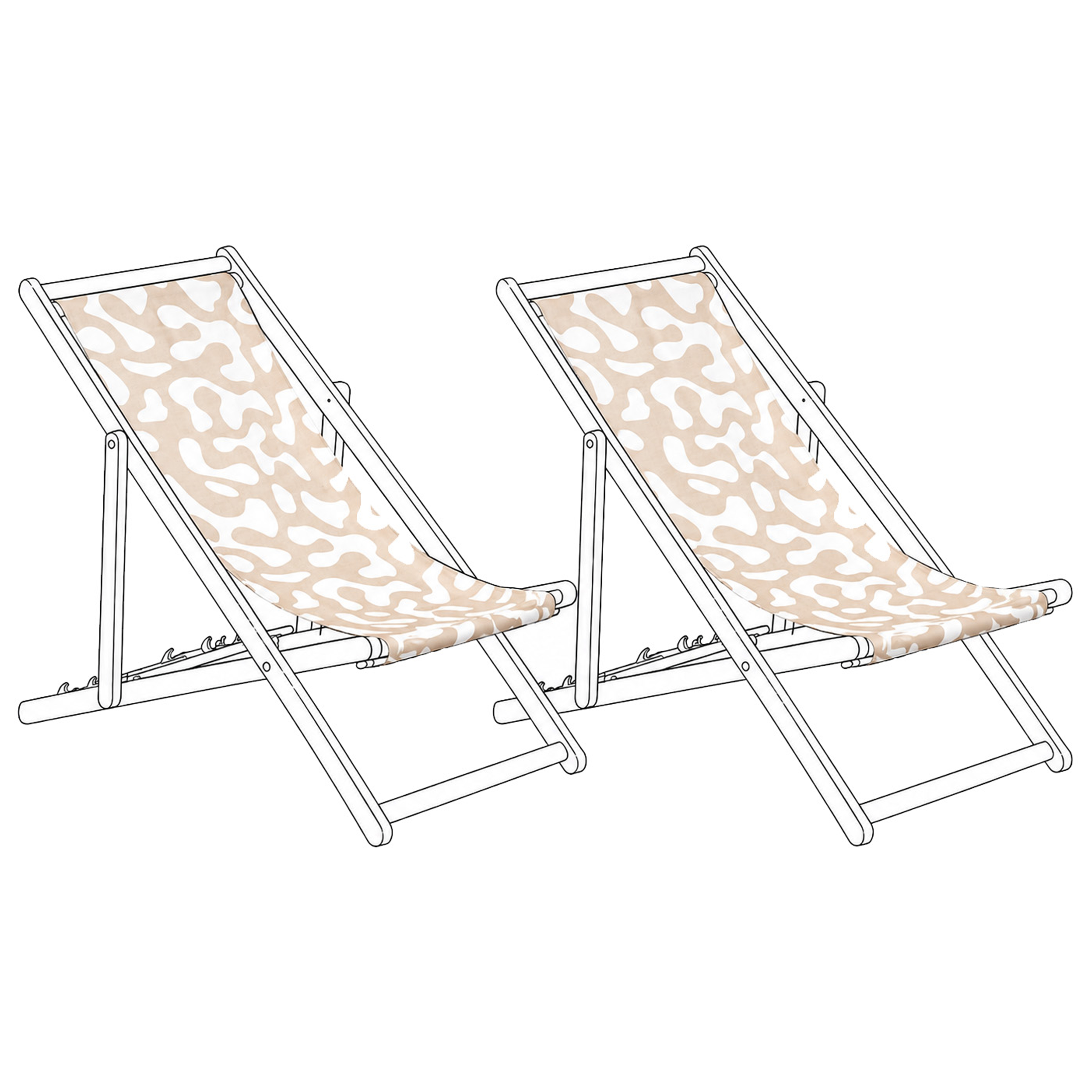 Sæt af 2 erstatningsbetræk til liggestol ANZIO/AVELLINO 113 x 44 cm Beige