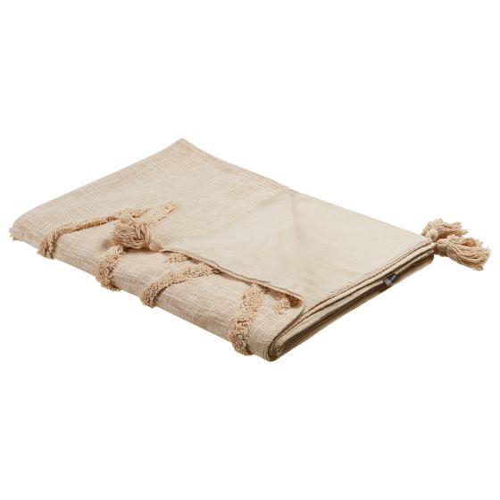 Plaid MORBI Bomuld 130 x 180 cm Beige