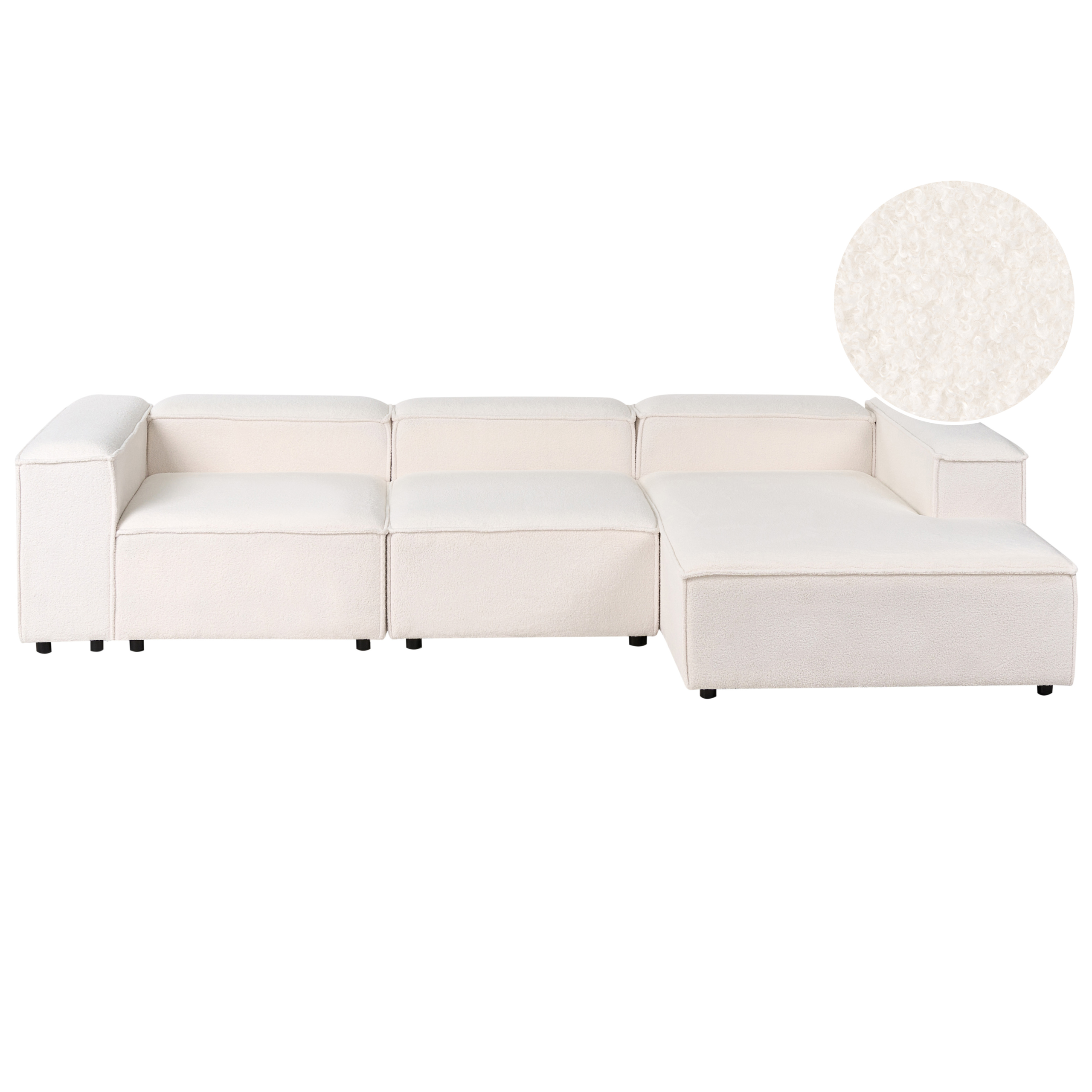 Hjørnesofa modul 4 personers ARDAL Boucle Cremehvid Venstrevendt