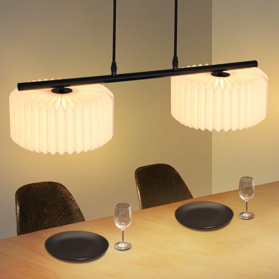 NETTLIFE Pendellampe spisebord vintage hængelampe - pendellampe stue spisestuelampe 2 flammer hvid
