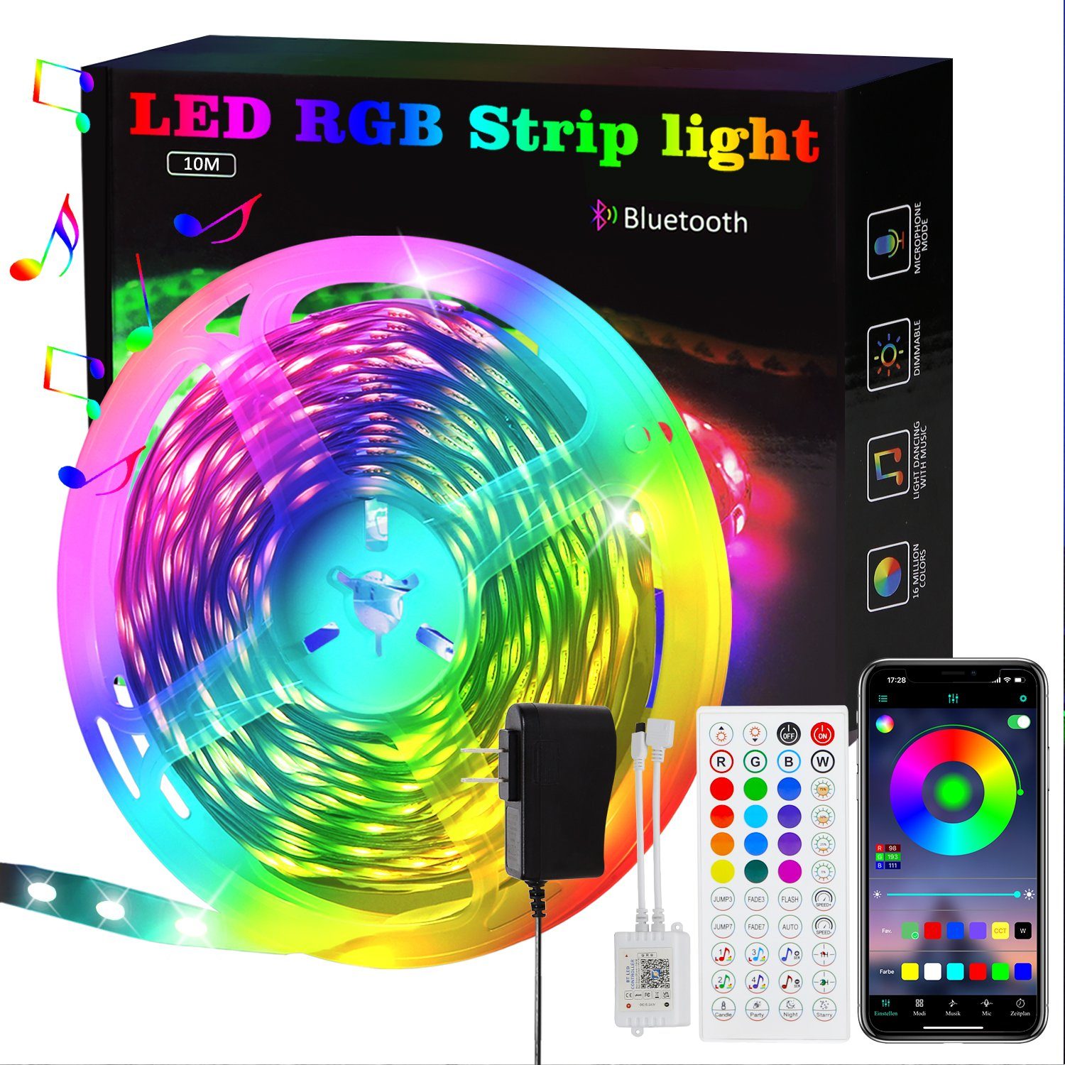 NETTLIFE 10m, flerfarvet, plastik, LED-strip