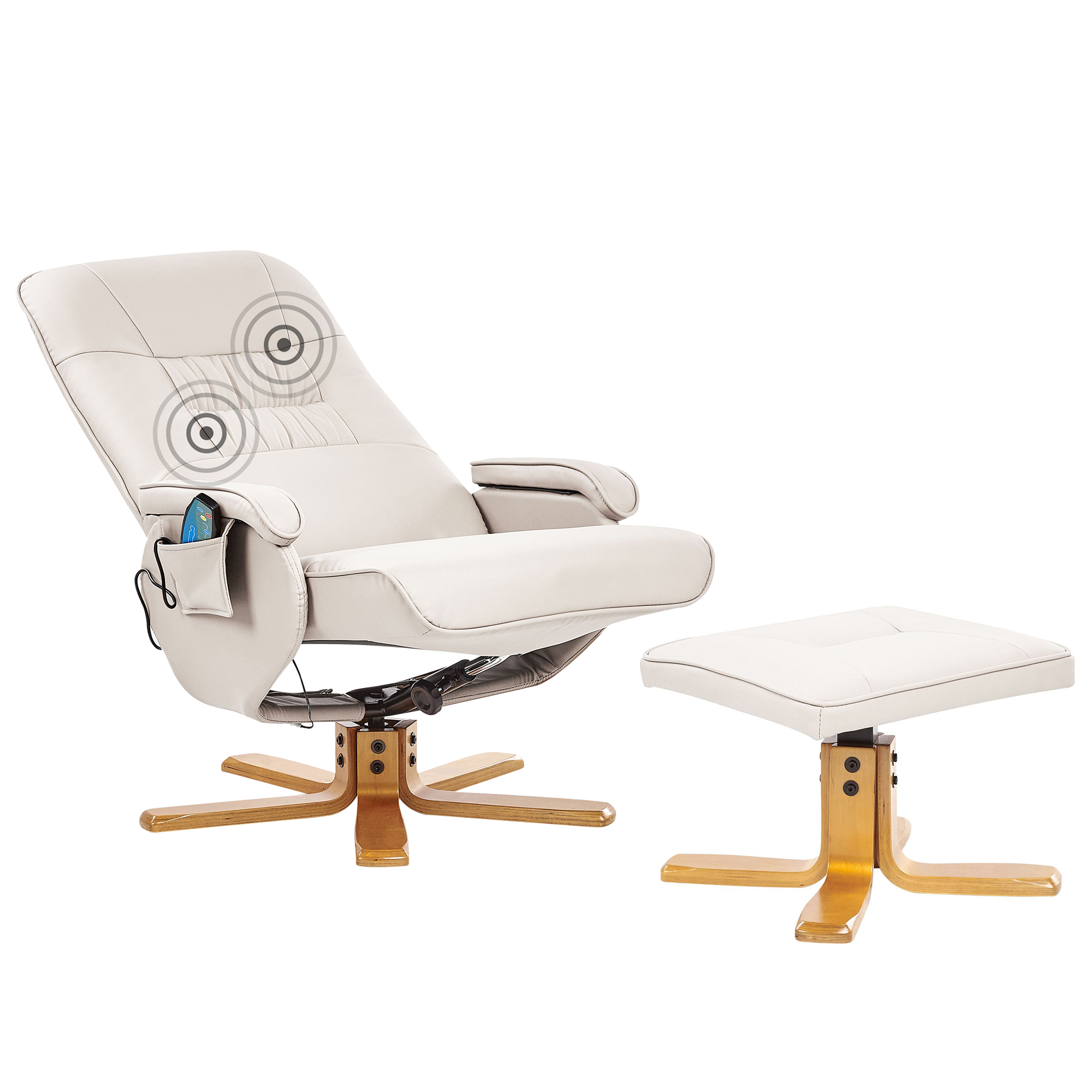 Massagestol RELAXPRO med fodskammel Kunstlæder Lys Beige
